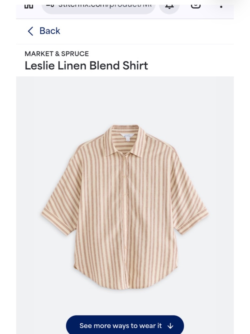 Market & Spruce Beige and Cream Striped Linen-Blend Button Down Shirt